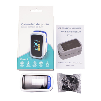 Finger-Clip-Pulsoximeter zeigen vier Messbereich 70%-100% der Farbeoled SpO2 an